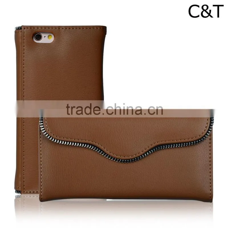 C&T Detachable Strap PU Leather Wallet Handbeg Protective Smartphone Shell for IPhone SE