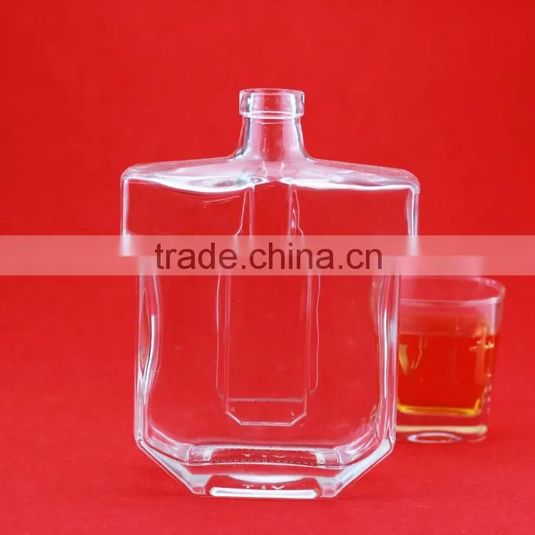 Excellent quality frosted liquor round bottles empty fancy bottles clear drink bottles 750ml