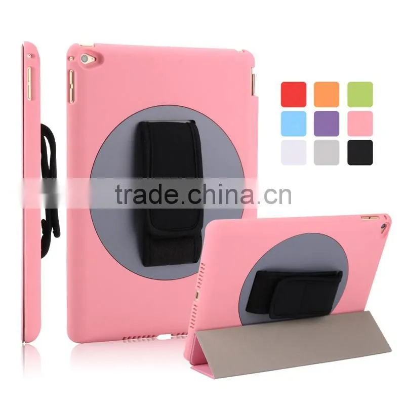 Factory Outlet Patent Item 360 Rotation handheld PC back case PU Smart front flip cover for iPad air 2