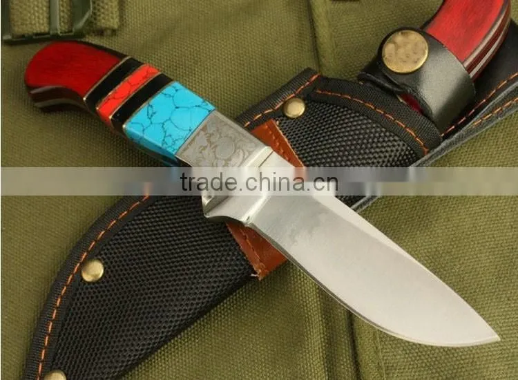 OEM fixed hunting knife with colorful handle