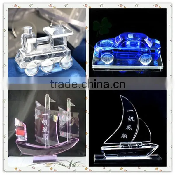 Unique design iceberg shape crystal clock,glass clock with black base