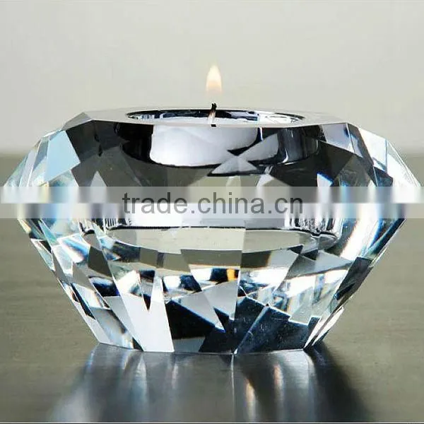 2016 new crystal round diamond wholesale glassvotive candle holder