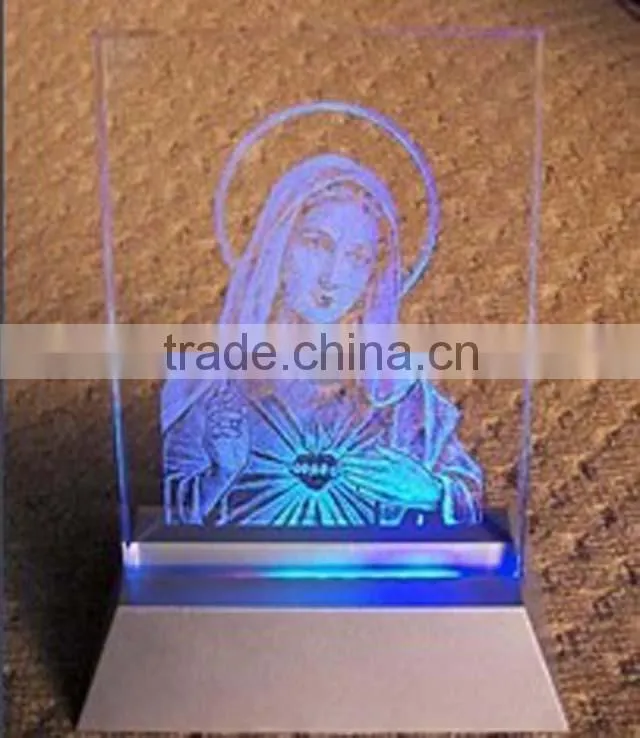 Laser Engraving Crystal 3D LED Cube For Business Souvenirs