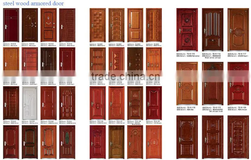 Latest Design Bullet Security Stainless Steel Wooden Mixed Structured Single Metal Armored Door