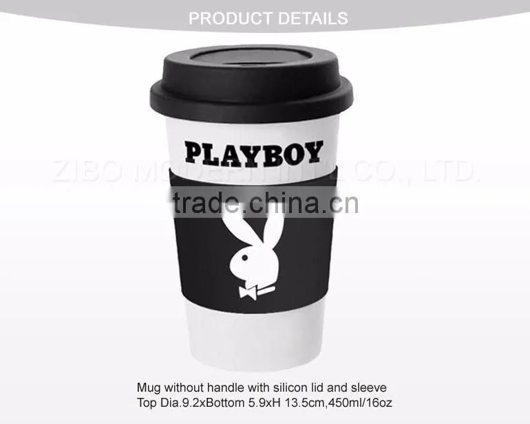 ceramic cups and mugs with silicone lid and band