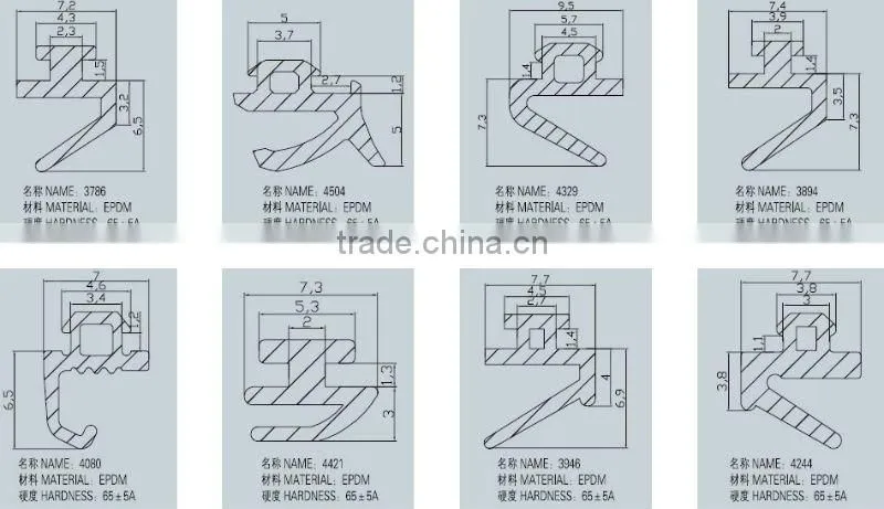 EPDM Rubber sealing strip for PVC windows and doors