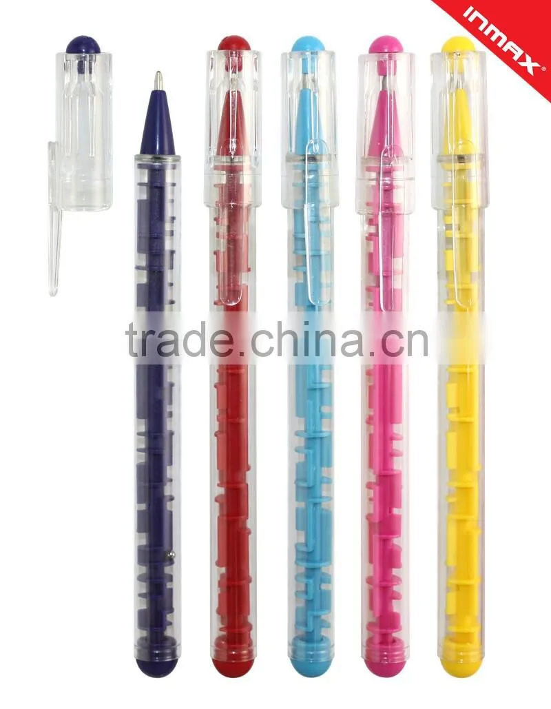 2016 hot selling maze pen/colorful maze plastic ball pen