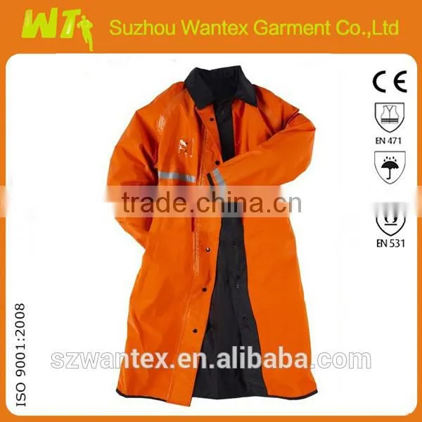 2 way 100% polyester hi vis rain coat rain jacket