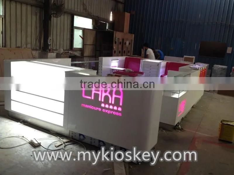 Factory made nail kiosk | shopping mall nail kiosk design | manicure table with nail dust collector for sale