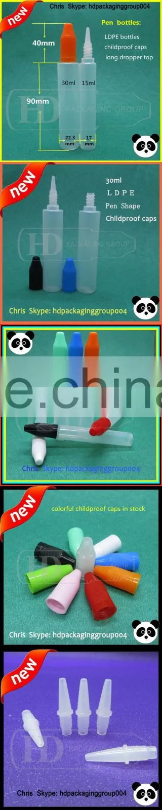 China new design 30ml/1oz twist caps bottle for e-juice long dripper twist off cap