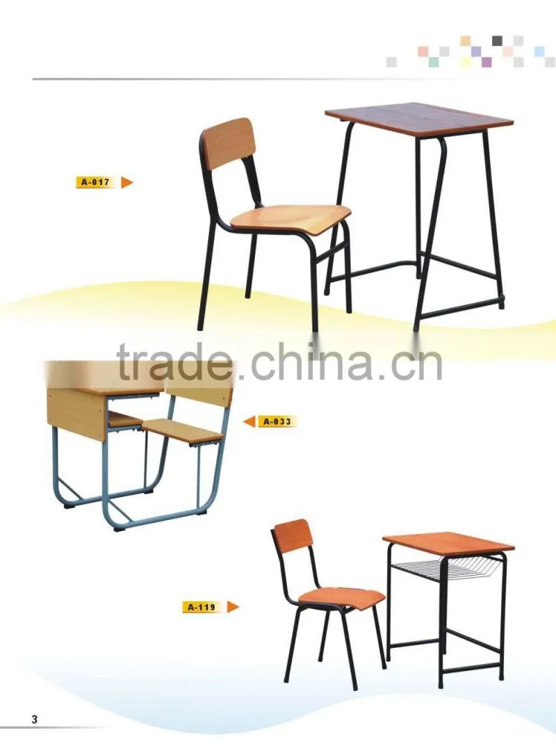 Examination desk & chair for sale student furniture A-017 classroom chair & desk
