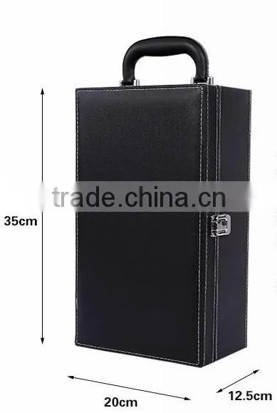 Wholesale wine leather box Two Bottles Wine Packaging Boxes High Quality Red Black Brown Color