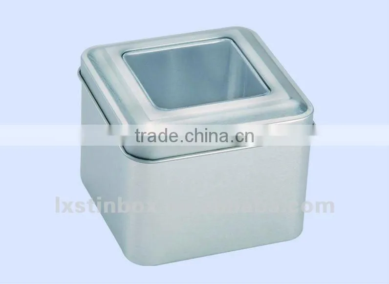 square shape for watch package with window tin box