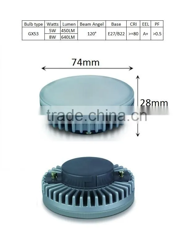 Energy high lumen led bulb 5W 8W led lighting E27 B22 led bulb GX53