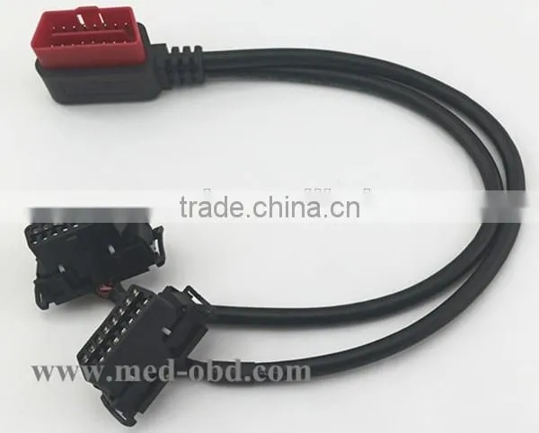 OBD2 Splitter Y Cable/Cable Joint Connector/Centronic 16Pin Cable Connector, right-angle J1962M to 2 J1962F, Y Cable, 1ft