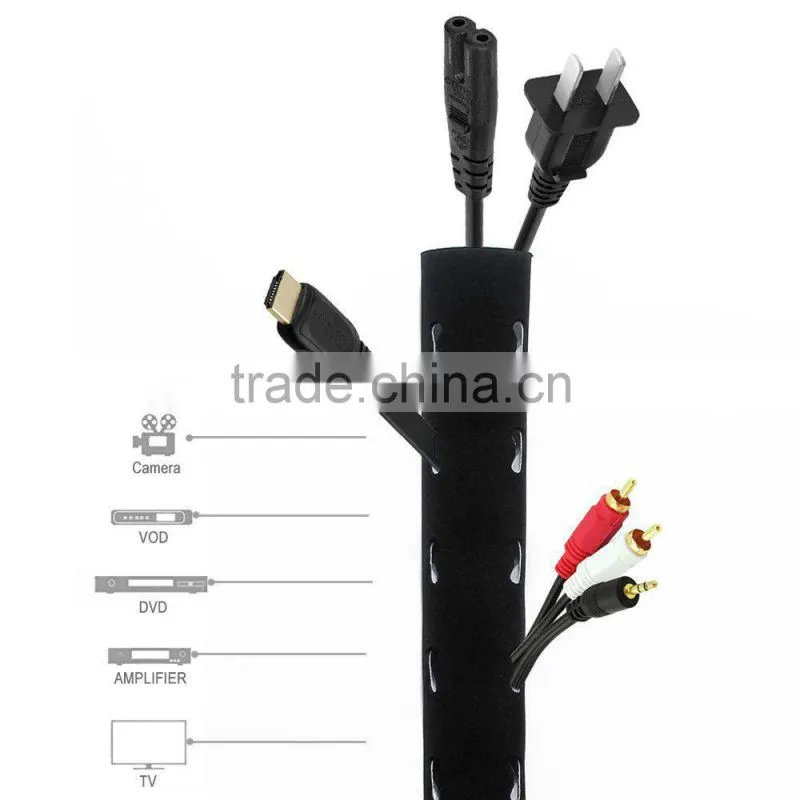 Black 2mm Neoprene Cable Management for office or home use
