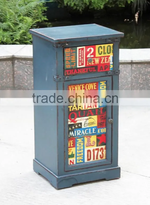 antique blue wooden bed room Cabinet