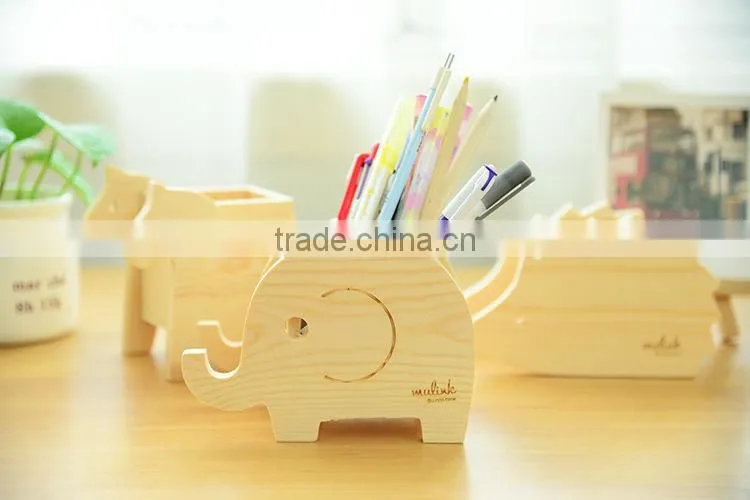 Creative cute animal wooden pencil holder