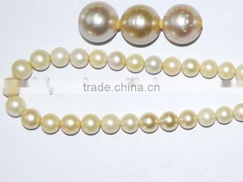 9-10mm AA golden south sea pearl strand
