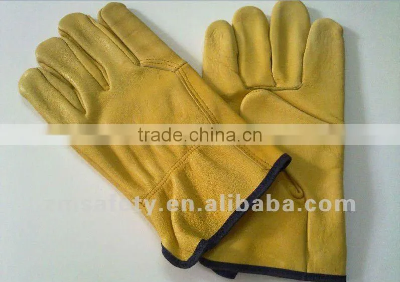 Nature cow grain leather driver gloves with CE certificate