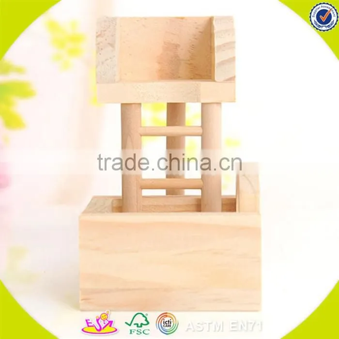 Wholesale beautiful toddler wooden doll bed toy pink best selling wooden doll bed toy W06E010