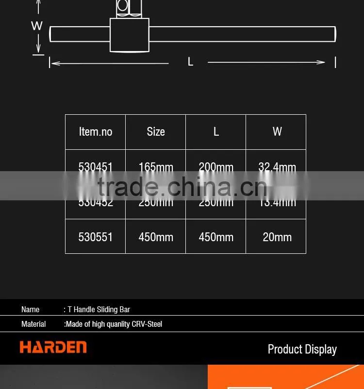Chrome Vanadium Professional 1/2" T Handle Sliding Bar