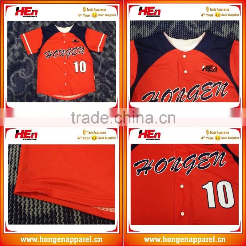 Hongen apparel Top quality Custom baseball jerseys sublimation baseball Jerseys baseball wear