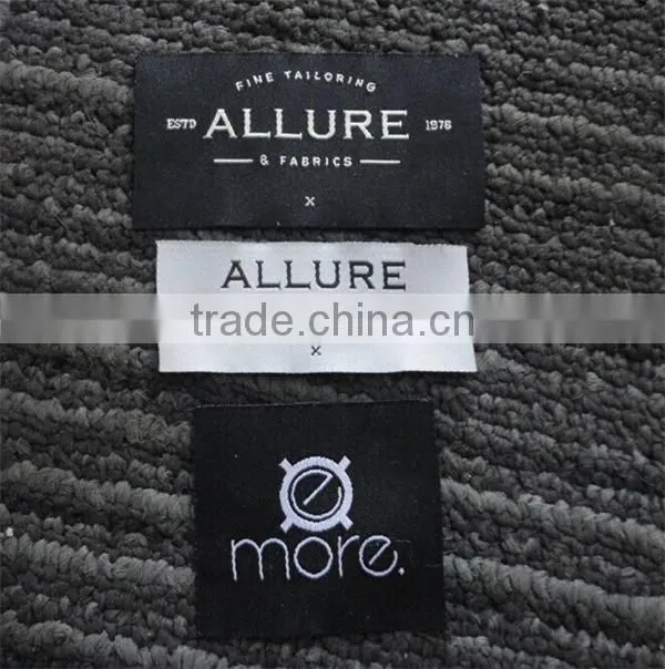 High quality custom mitre fold main woven label for clothing
