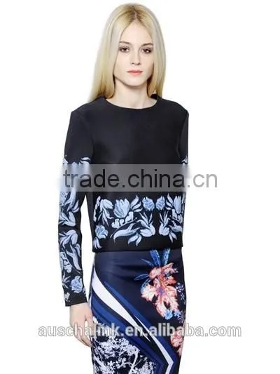 OEM service lady fancy embossed sweatshirt production