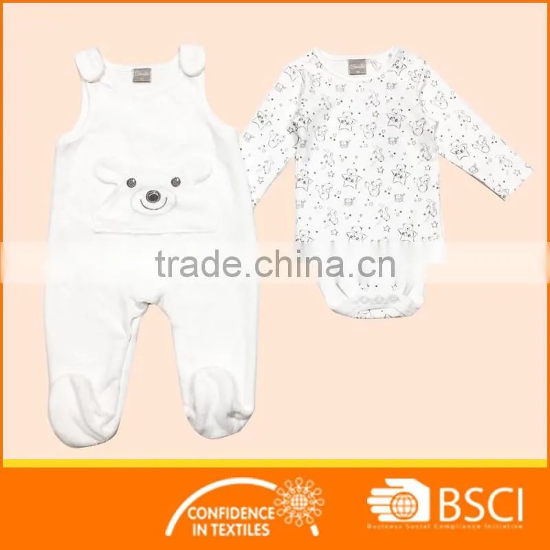winter romper white 2 piece baby romper suit