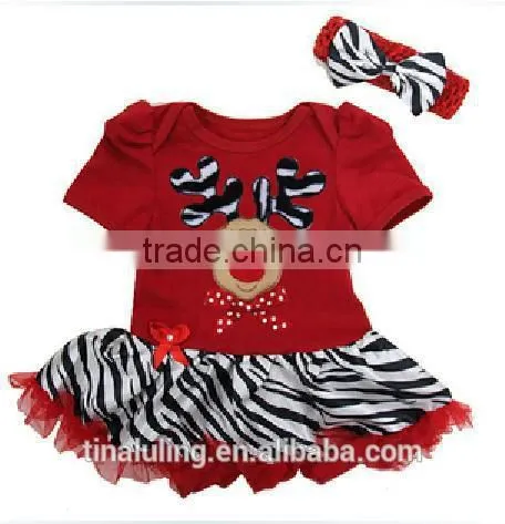 infant baby girls deer pattern romper and dress with hairband