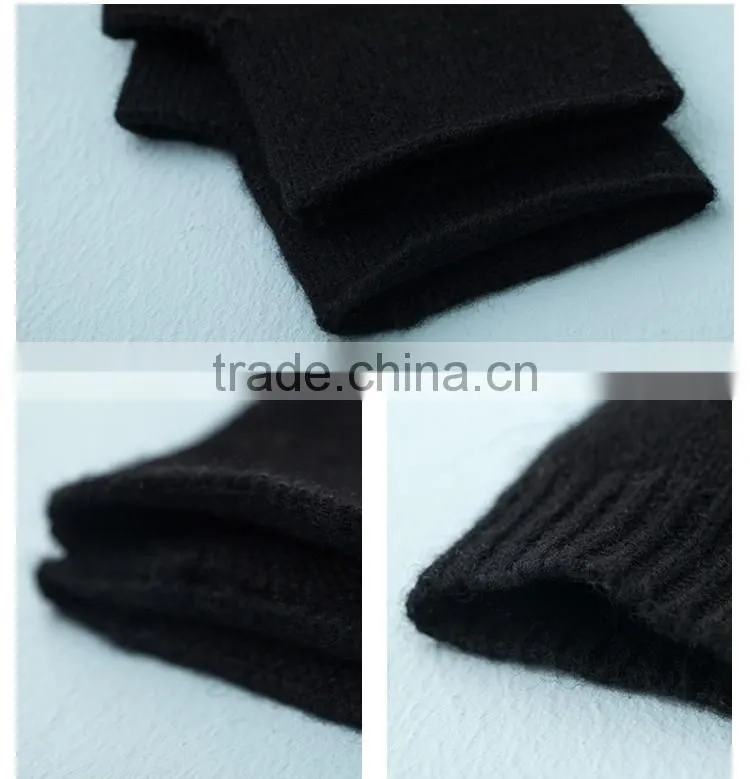 Black stylish ladies long fingerless thickening cashmere glove