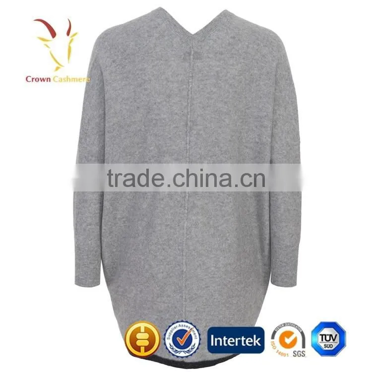 Grey Deep V Neck Black Cardigan Women