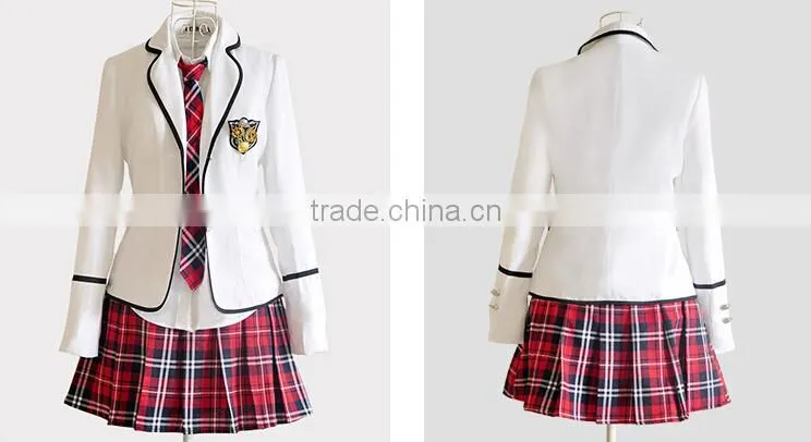 Juqian 2016 wholesale custom colours school skirt suits korean high school uniforms sets