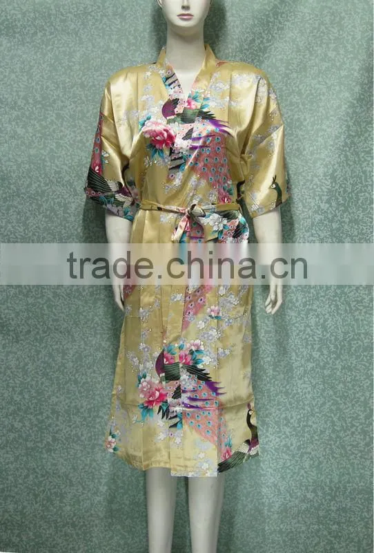 Peacock design Polyester Robes Pajamas For Woman Plus Size PC117