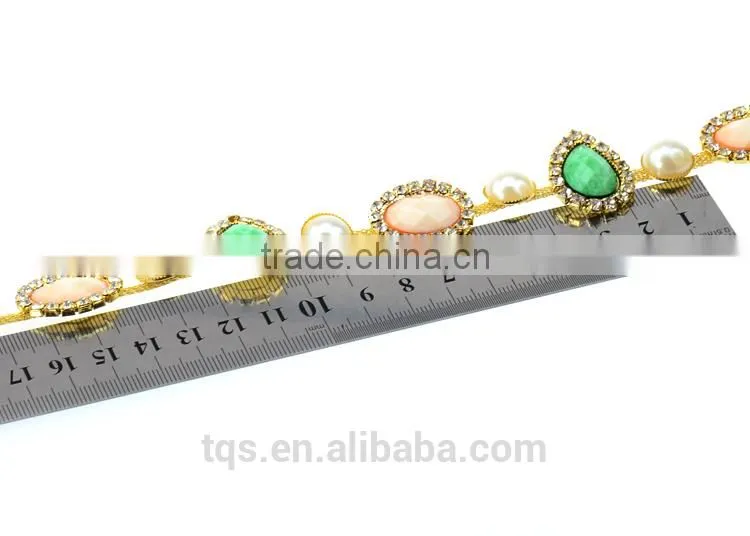 Hot Sell Cup Chain Pearl and Rhinestone Cadena de la taza for Dresses Decoracion
