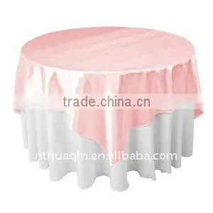 Fushia satin overlay and satin table cover for wedding good market satin table cover