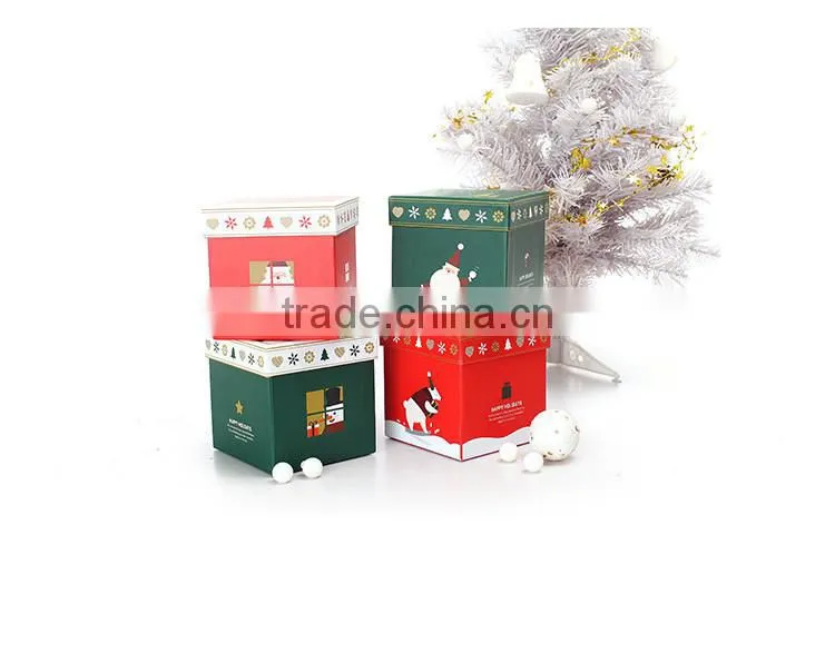 Lot of 4 Small Nesting GIFT BOX Boxes CHRISTMAS Present (Polar Bear Santa Claus Gloves Snowman) NEW