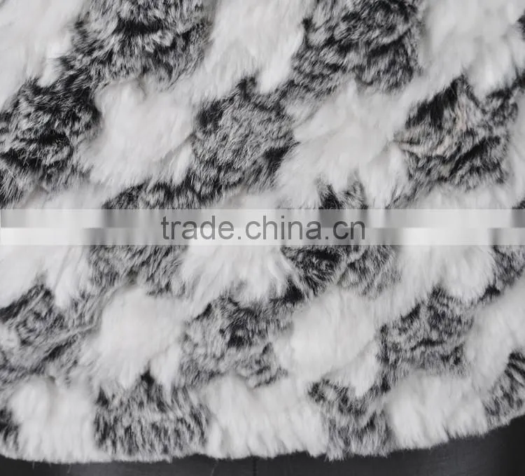 YR285 Knitted Rabbit Fur with Raccoon Collar/Hot Sale New Sytle 2016