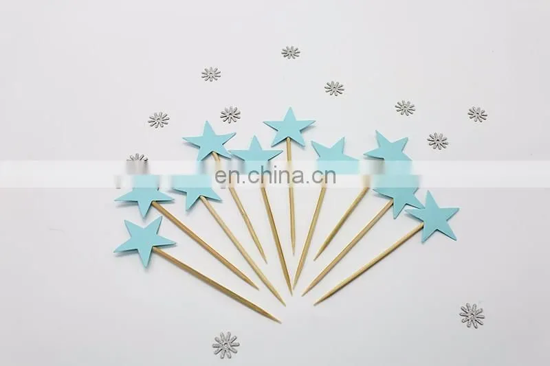 Blue Stars Cupcake Topper Birthday Party Cake Decorations