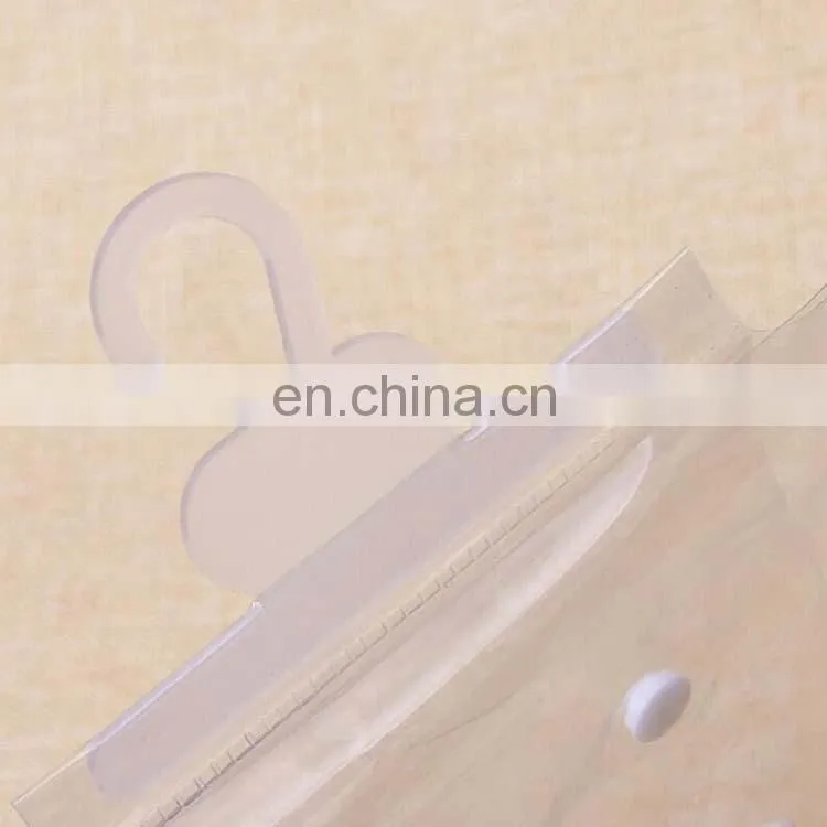 Cheap Price transparent high quality fashion flat bottom plastic pvc bag underwear/sockes/cloth packaging bag with hanger