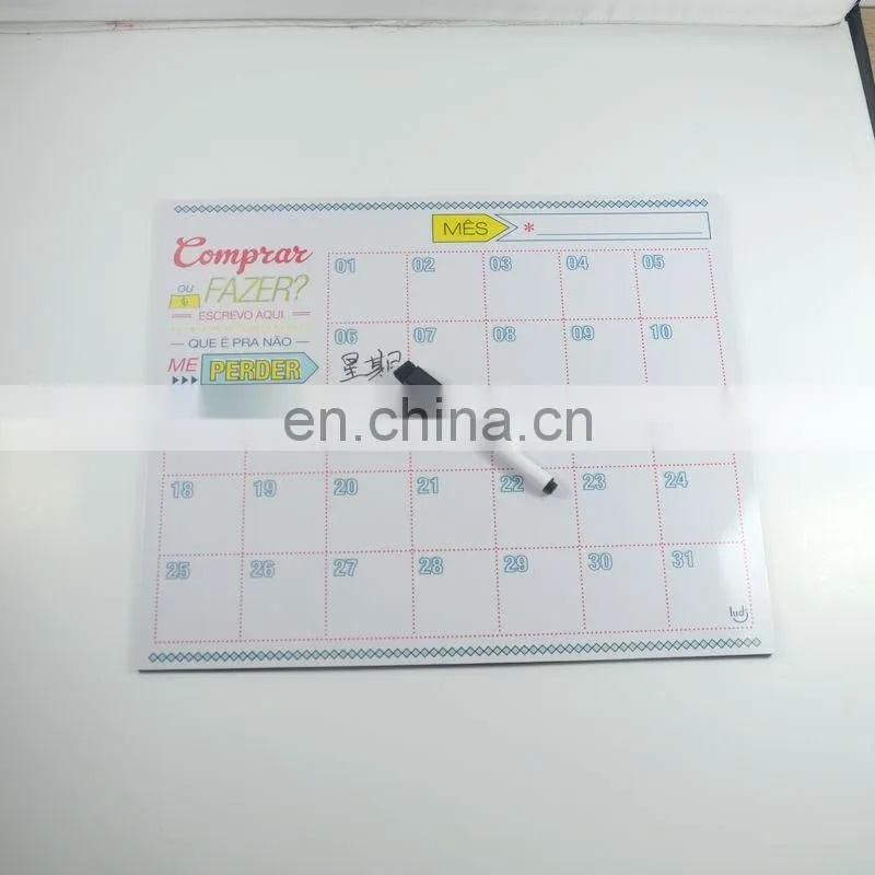 The calendar writing board , fridge magnet board with mark pen