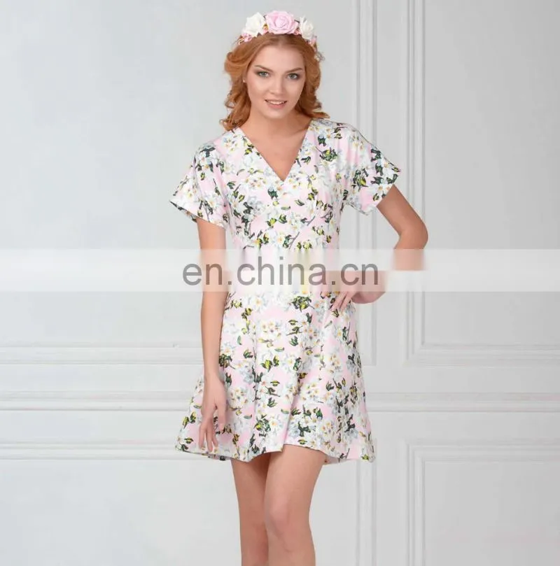 2019 Summer family outfits floral V neck short sleeve mother and daughter long maxi dresses for mom