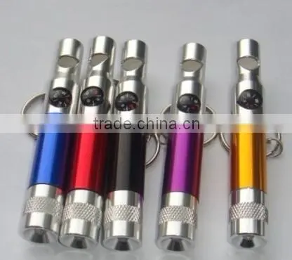 Promotion gift Mini whistle LED flashlight with keychain and compass