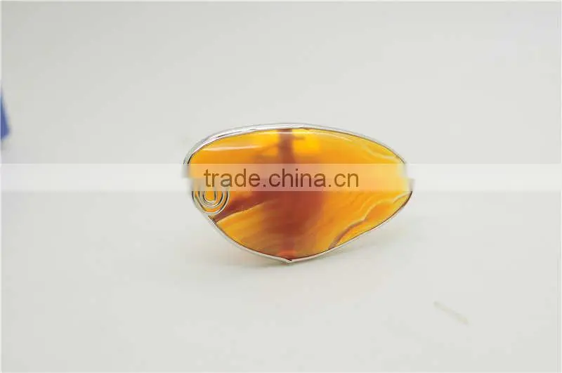 2014 New style natural agate wire wrapped jewelry ring