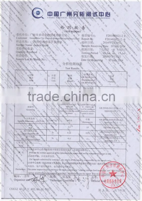 Senegal spray dry arabic gum powder for microcapsule(better than TIC)