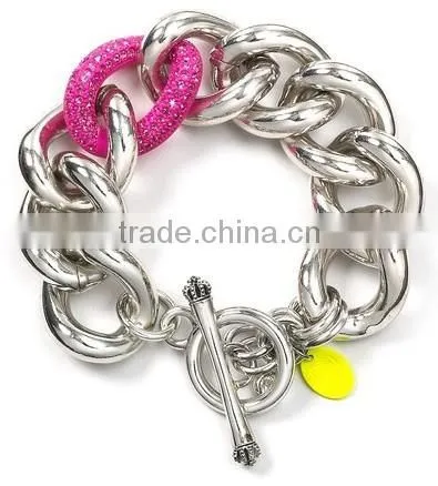 2016 New Design Stainless Steel Genuine Leather Heart Bracelet