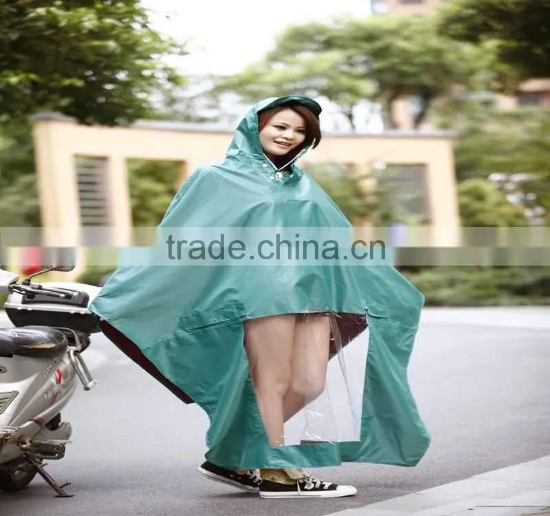 Eco-friendly oxford fabric long pvc raincoat for motorcycle riders