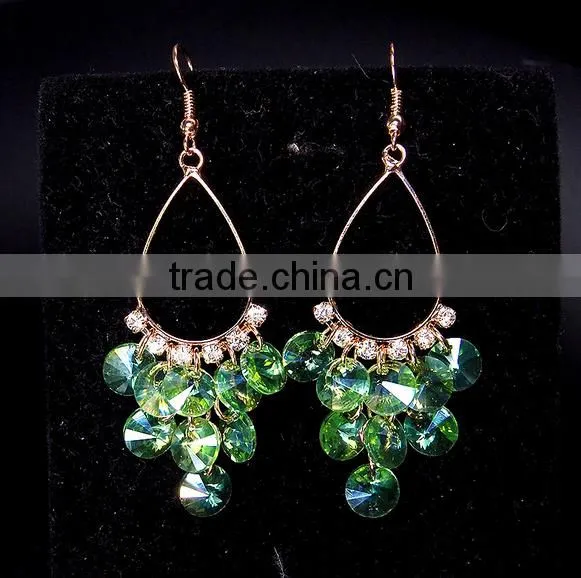 China wholesale Fashion Jewelry Light Green Beads Tassel Drop Earrings