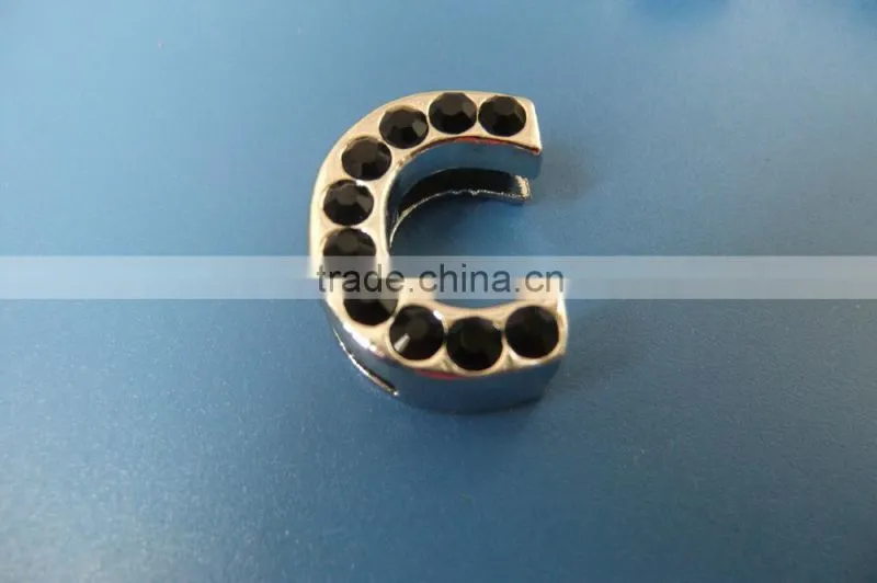 18mm Slide Letters with Black Rhinestone